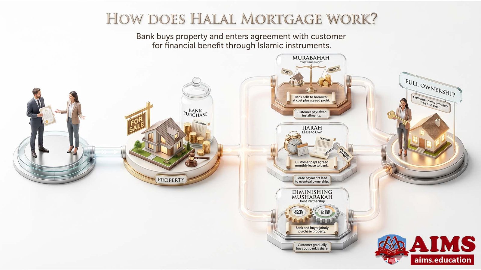 halal mortgage process diagram Diagram explaining how halal mortgage financing works