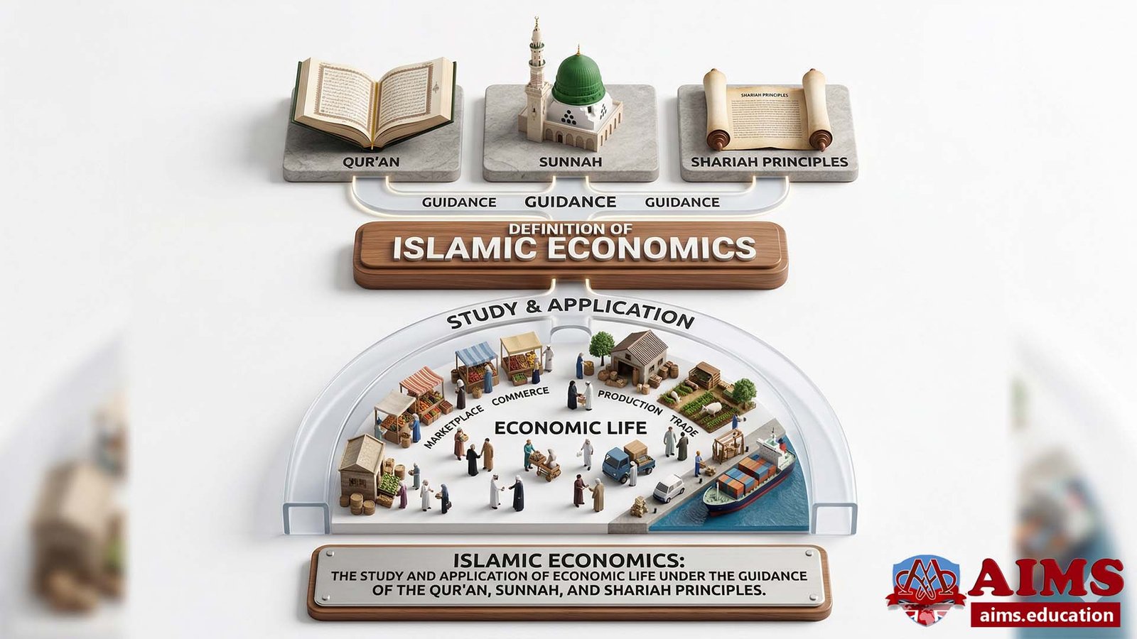 Definition of Islamic Economics shown via Qur'an, Sunnah, and marketplace trade.