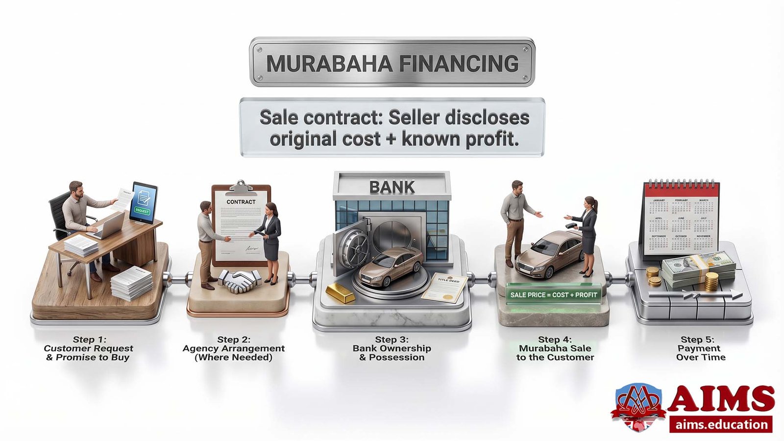 How Murabaha financing works through bank purchase and resale