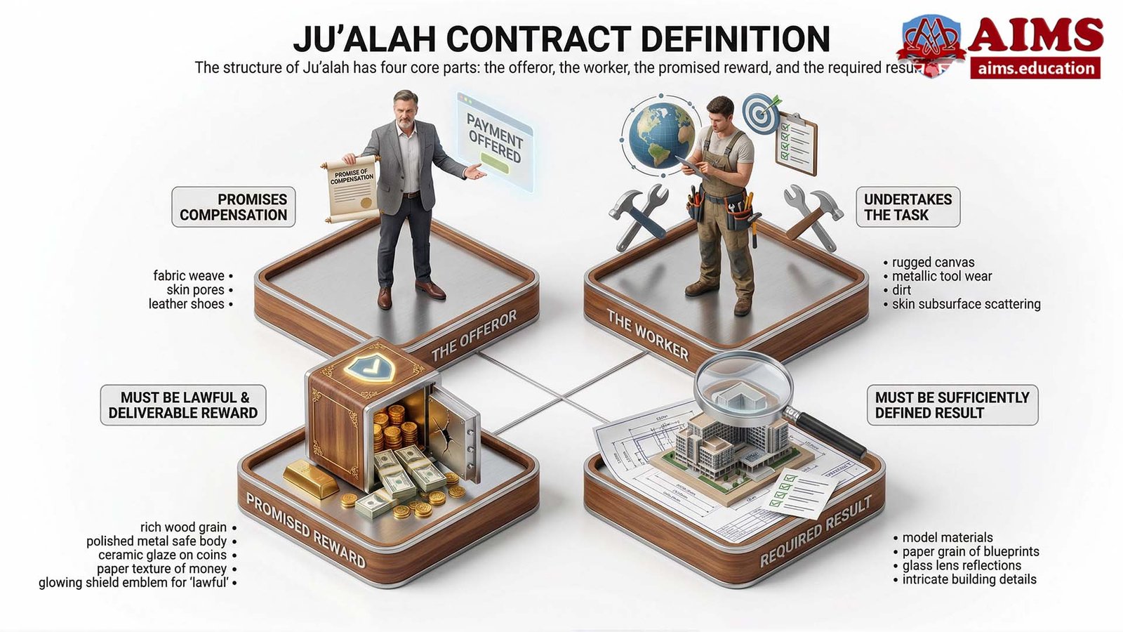 Ju’alah contract definition with offeror, worker, reward, and result