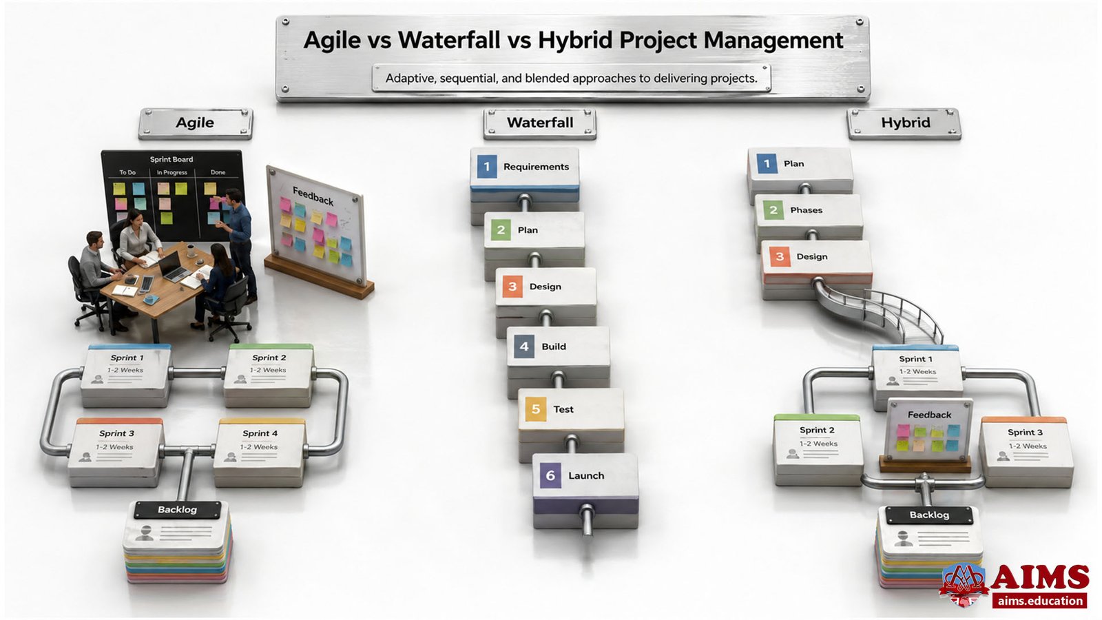 agile vs waterfall vs hybrid project management